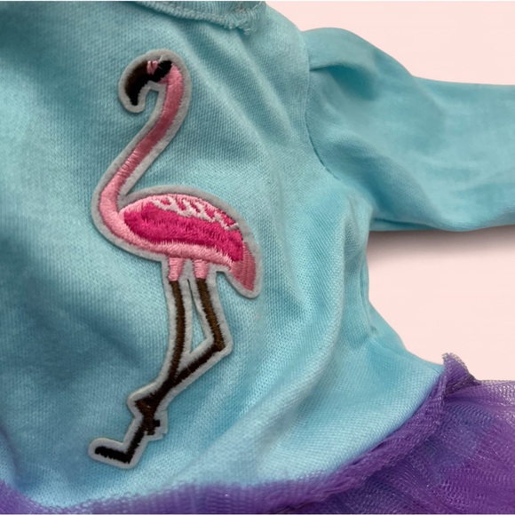 18” Doll Long Sleeve Pink Flamingo Tutu Dress Pretend Play Doll Dress Up Dress - Picture 6 of 7